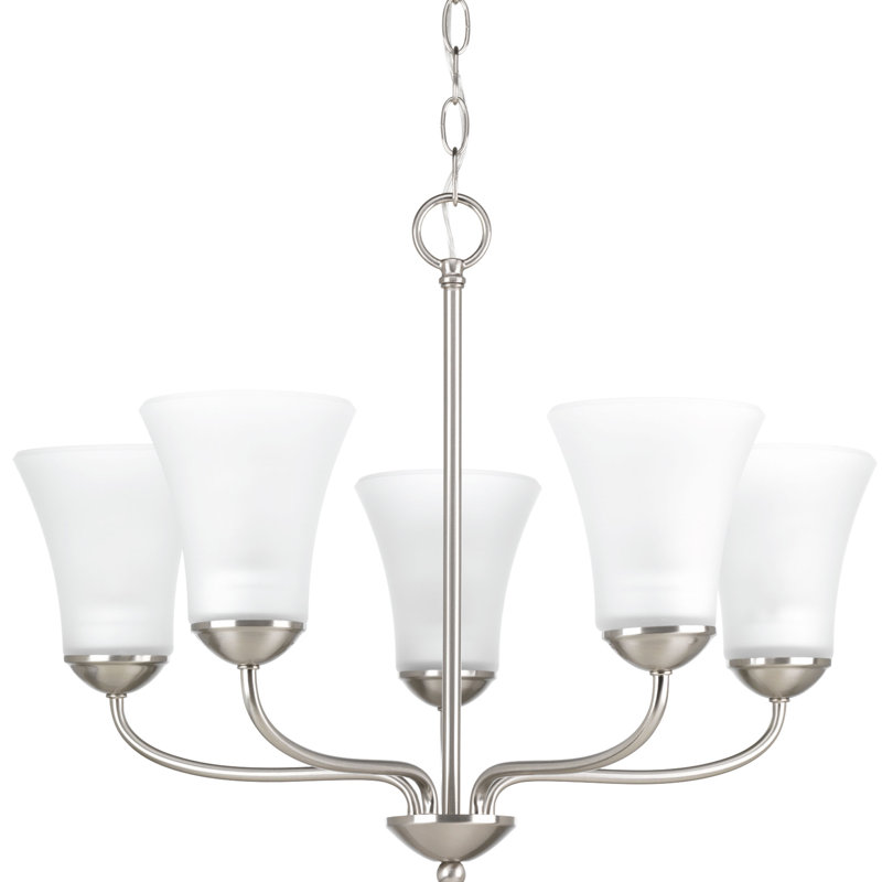Lustre classique à 5 lumières avec abat-jour Bogdan, Nickel brossé