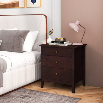 Abdülsamet Modern Wooden Nightstand with 3 Drawers