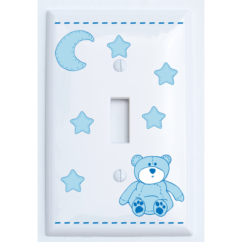 Plaque murale interrupteur à bascule 1-Teddy Bear, Bleu / blanc