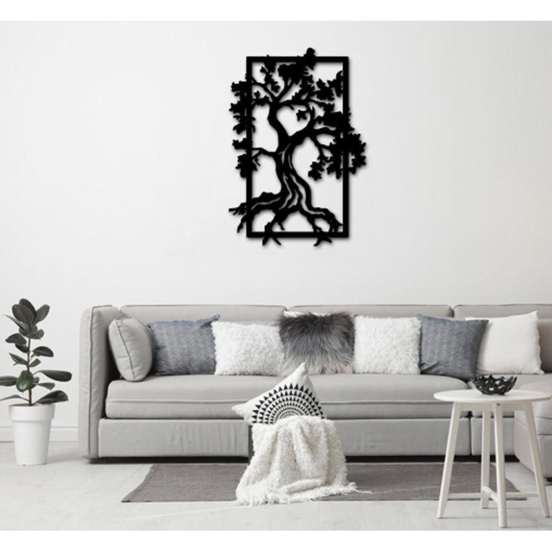 Metal Wall Painting With Tree Frame