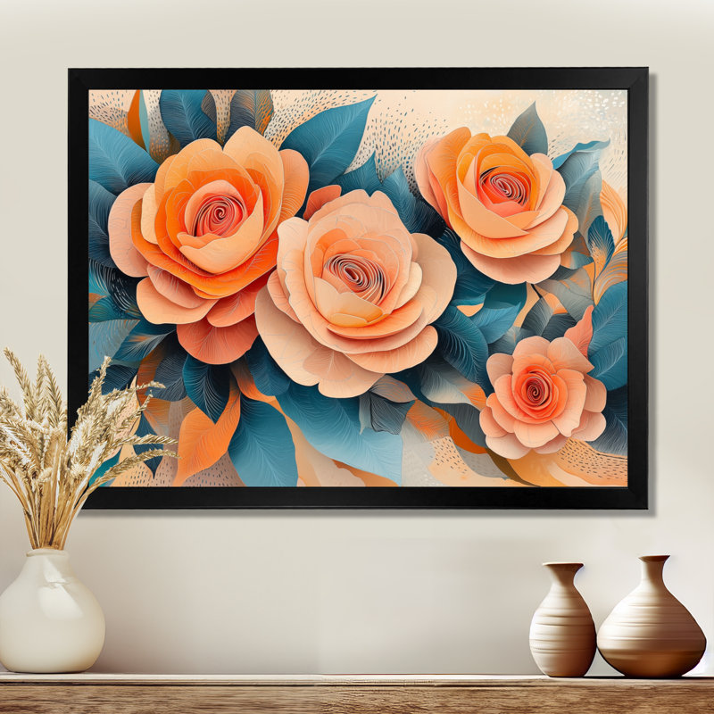 Jaboa Roses Dream Fragments Kinetic Art I - roses, art mural, Reproduction encadrée d'une seule photo, H 30 po x l 40 po