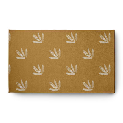 Tapis en chenille à motif de plumes et à motif d'automne CRF888Y2