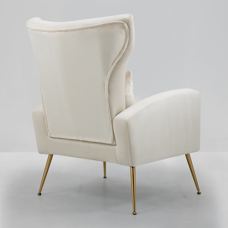 27' ' wide velvet armchair Mahith, Blanc