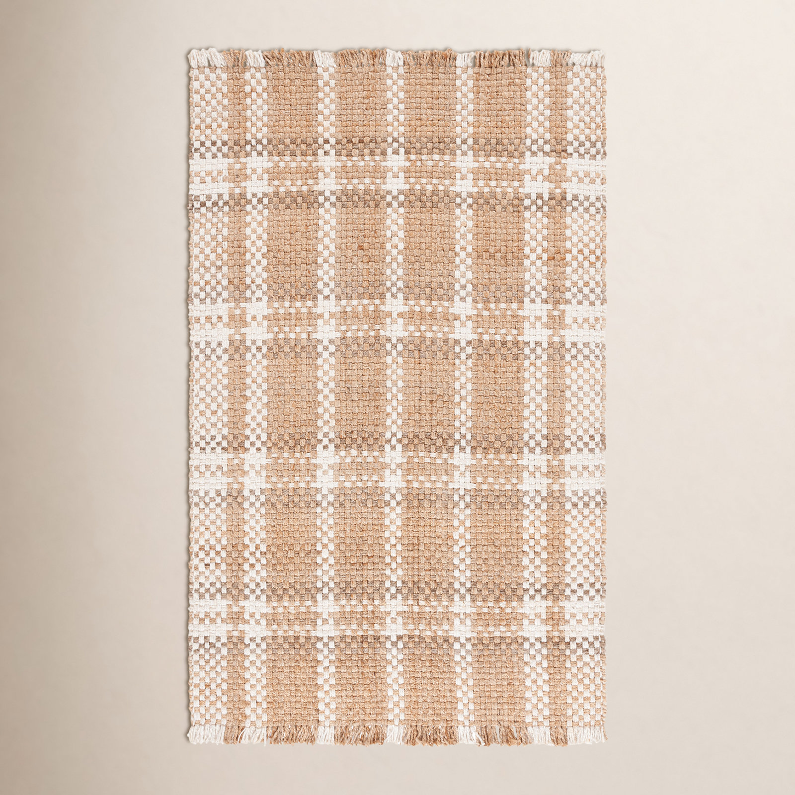 Hand-Woven Plaid Jute Rug, Rectangle 8' x 10'