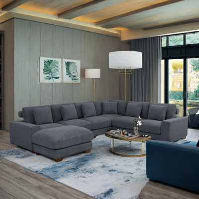 Canapé modulaire en U en velours côtelé l 123 po Caseylee