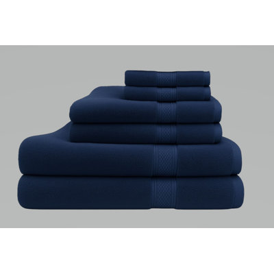 6-Piece Bamboo Cotton Bath Towel Set – 65% Cotton / 35% Viscose from Bamboo, 680 GSM, Anti-Microbial & Sustainable - Navy