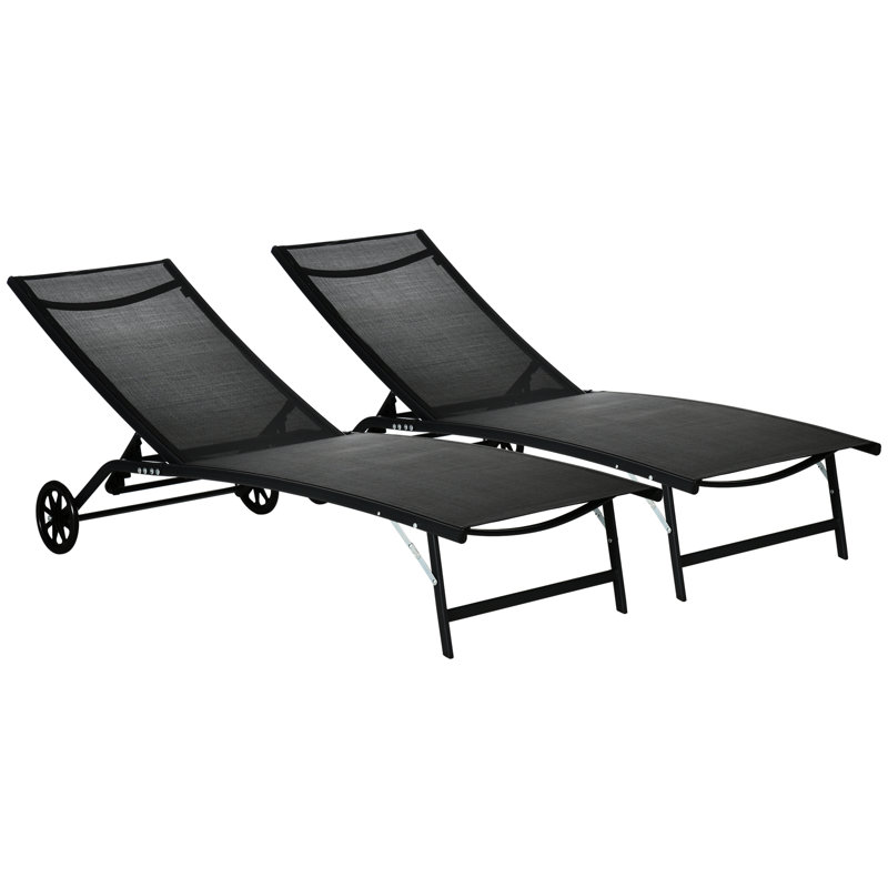 Black Beach Chair With Wheels, 5 Adjustable Levels, For Patio, Yard, Pool, Folding Camping Adults Outdoor Tanning Degrees, Black, Beach, Adult