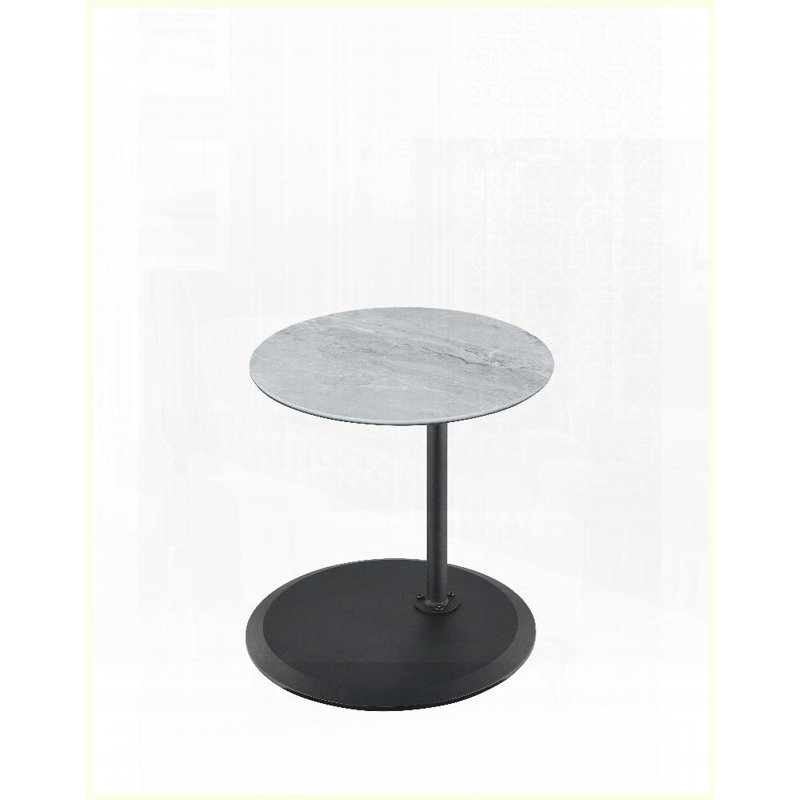 Table basse en marbre noir à hauteur réglable avec plateau texturé 3D, peu encombrant pour le salon, Noir