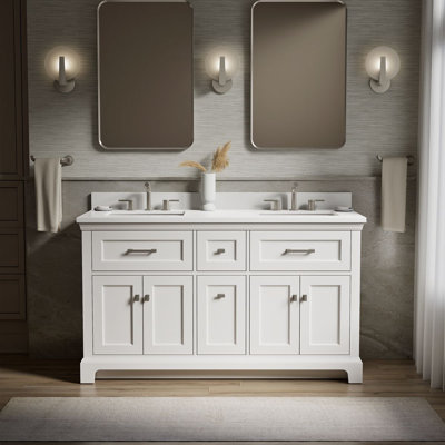 Charlemont Meuble-lavabo de salle de bain avec lavabos et comptoir en quartz