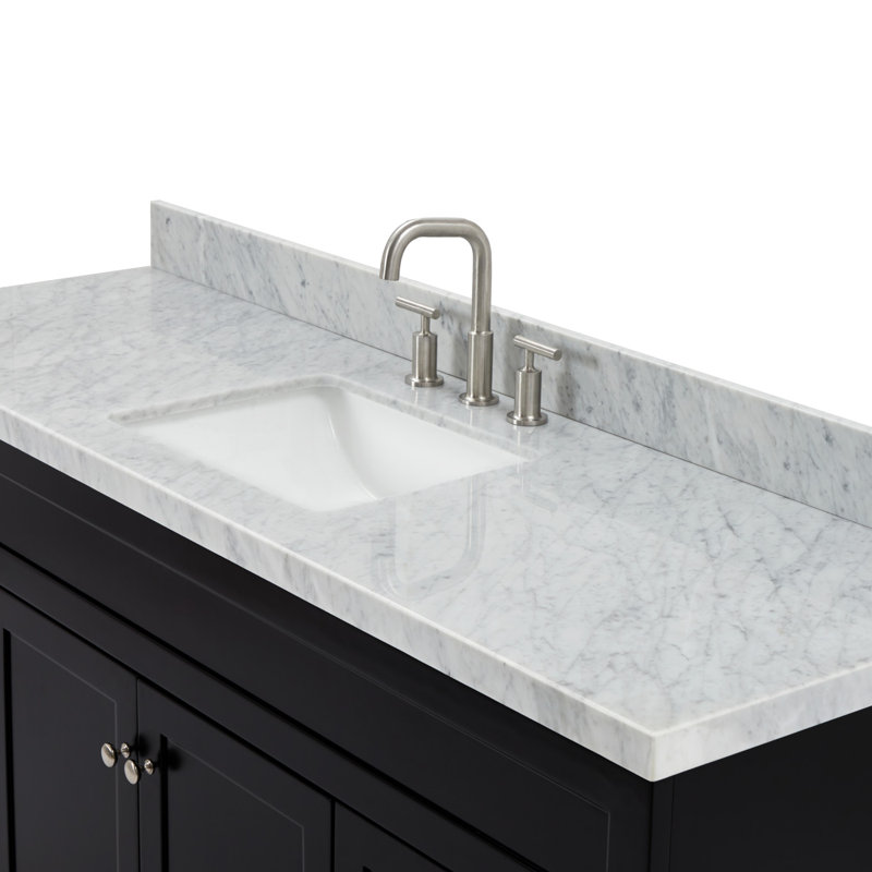Hamlet 67'' Single Bathroom Vanity with Carrara Marble Top, Black