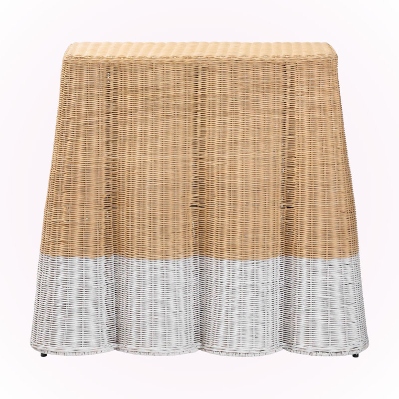Elita Rectangular Rattan Console Table with Scallops
