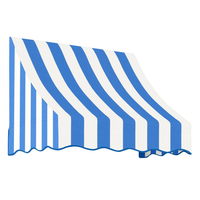 Auvent fixe en tissu acrylique Awantech Nantucket, H 31 po x l 100,5 po x P 24 po, Rayures bleu vif / blanc
