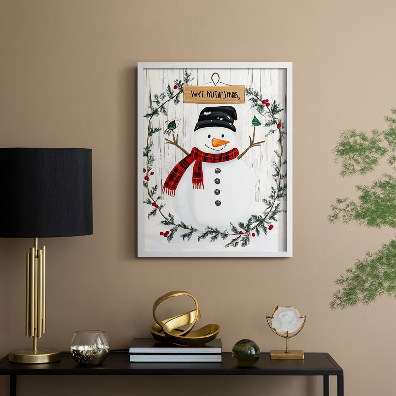 «Christmas Holiday Art XXV», reproduction encadrée - bois massif, H 15 po x l 12 po, Blanc