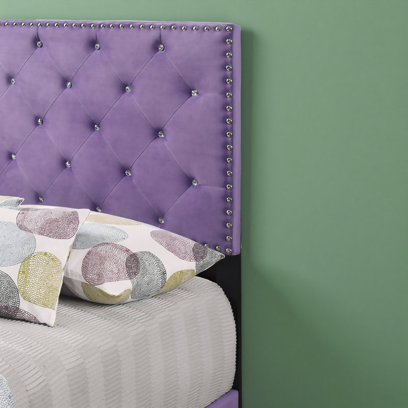 Ensemble de 2 lits en velours Modena, Lit simple, Mauve
