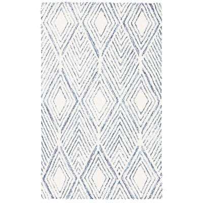 Abstract Hand Tufted Wool/Cotton Geometric Rug in Gray/Ivory
