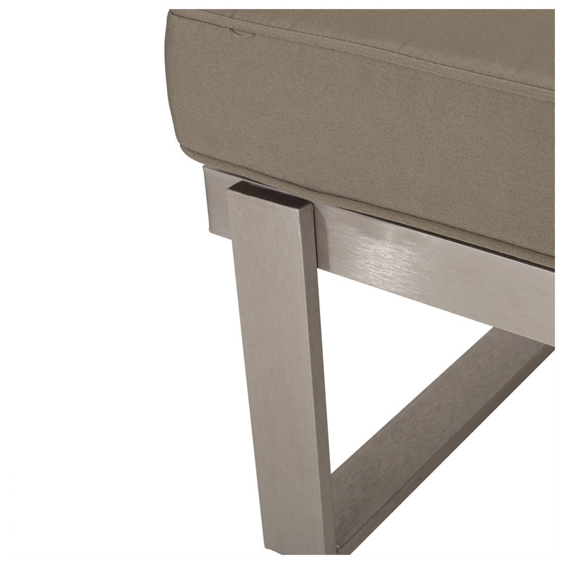 Canapé modulaire d'extérieur moderne à accoudoir droit avec coussin kaki et structure en aluminium résistant à la rouille