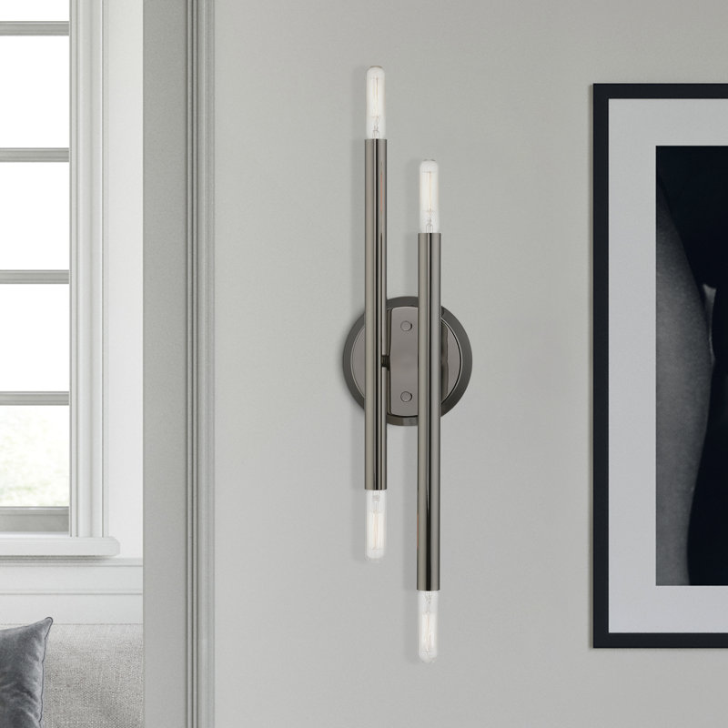 Asherah Steel Candle Wall Light, Black Chrome