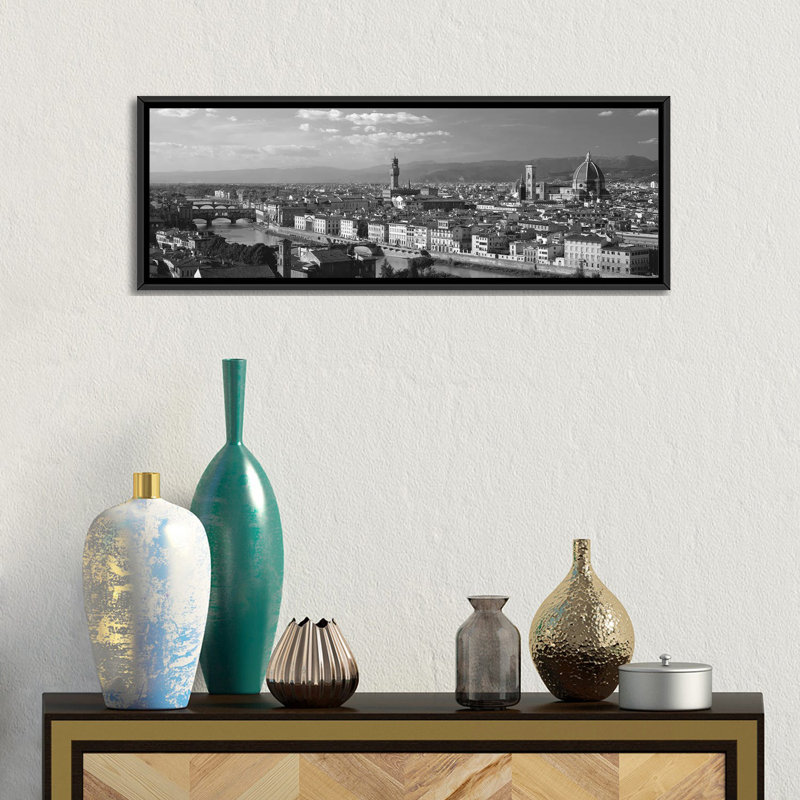 «Florence Italy», reproduction de photo sur toile, H 16 po x l 48 po x P 1,5 po, Toile avec cadre noir