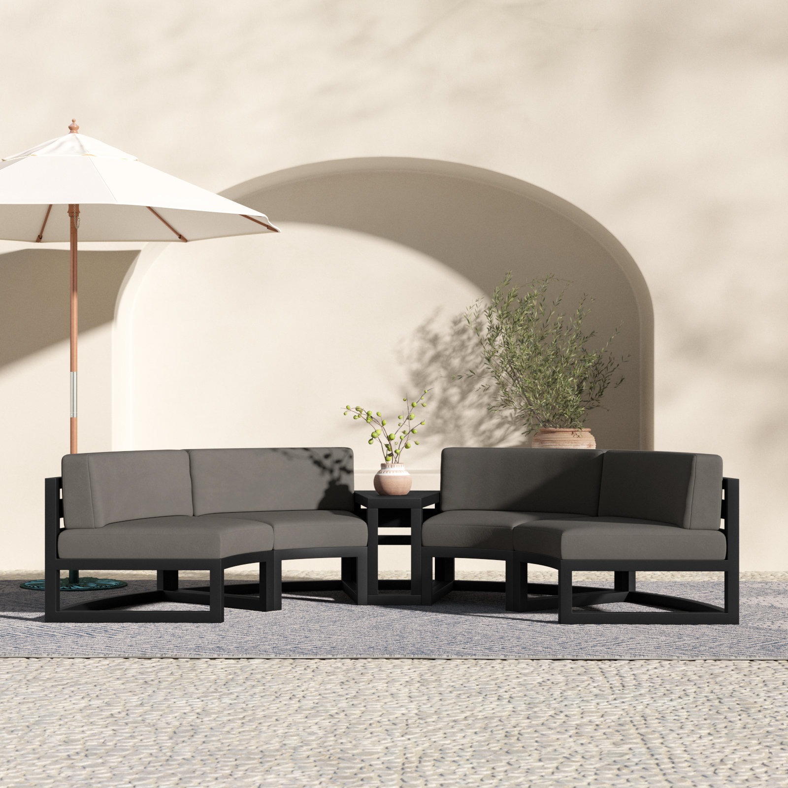 Bergeron 81" Sunbrella® Patio Sectional, Canvas Charcoal Sunbrella® Canvas, Black