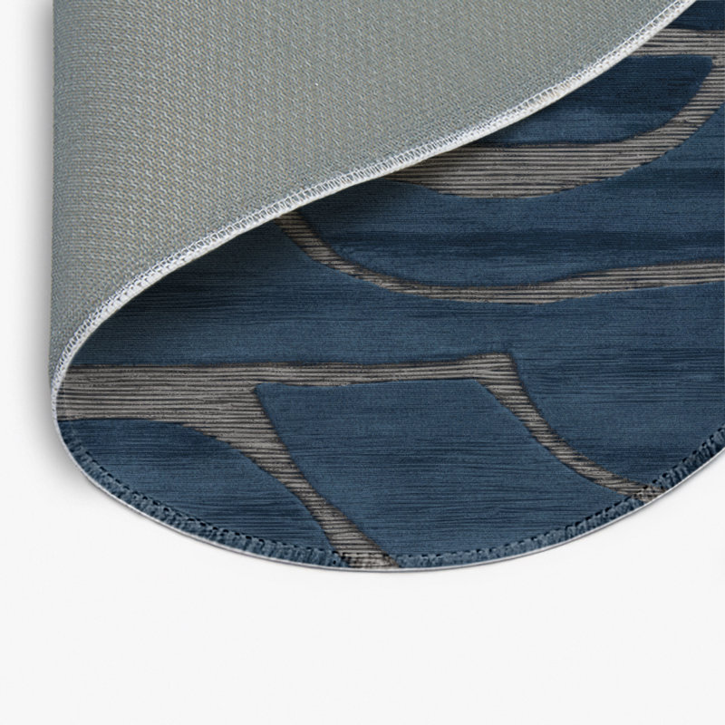 Tapis gris abstrait intérieur et extérieur, Rond 5 pi