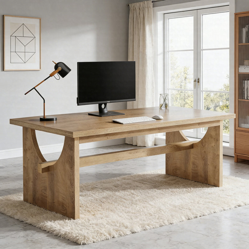 63" Farmhouse Executive Desk, Large Office Computer Desk & Conference Table