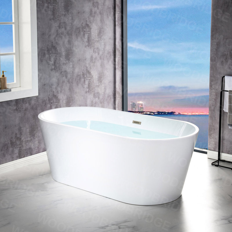 67'' x 31.5'' Freestanding Soaking Acrylic Bathtub, Brushed Nickle