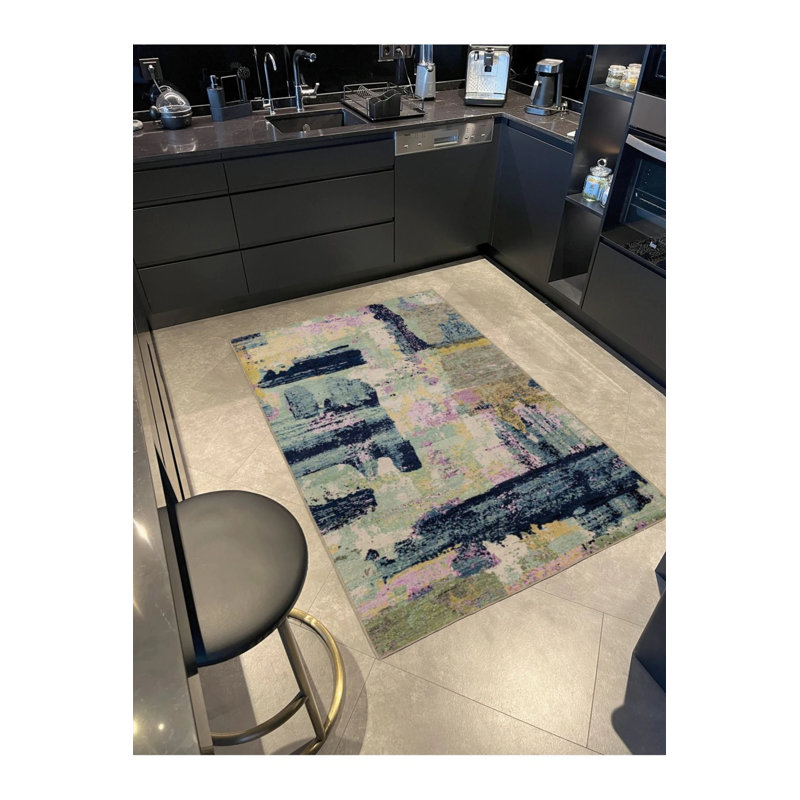 Tapis décoratif rayé pastel, Rectangle 3 pi 4 po x 5 pi