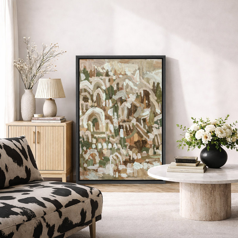 Terre, ton abstrait, coup de pinceau abstrait, photos de salon moderne, impression sur toile encadrée, H 36 po x l 24 po