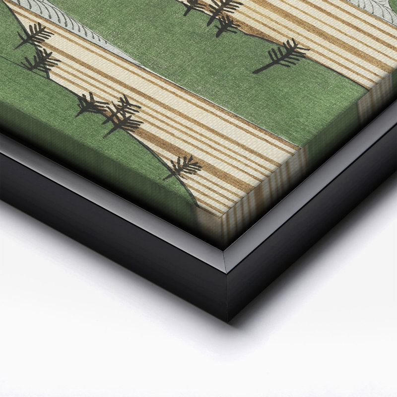 Paysage japonais, Cadre noir, Canevas, H 18 po x l 24 po