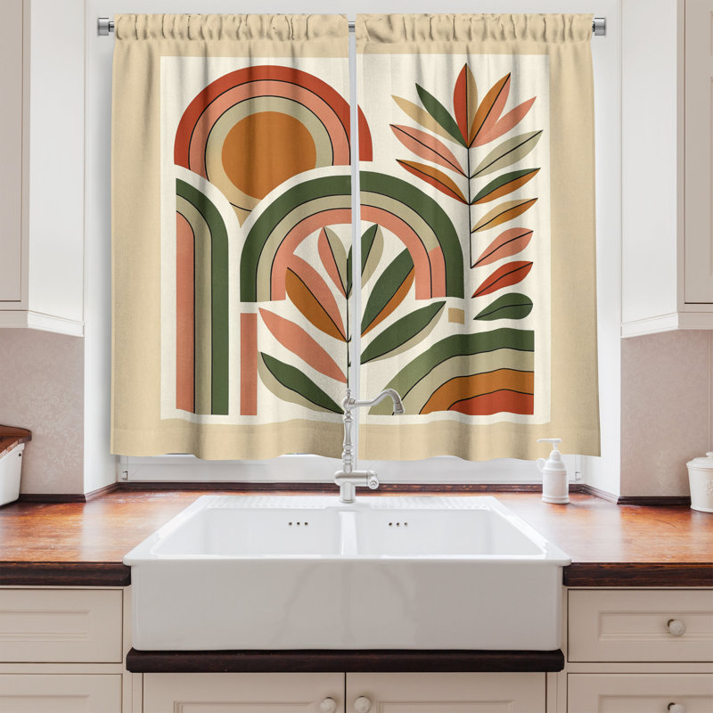 Monstera Kitchen Curtain, 55" W x 39" L