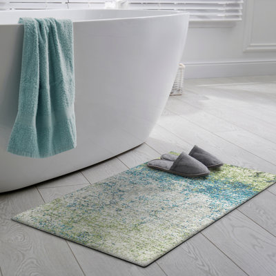 Tapis tissé à la machine Zamar Southwestern en bleu / vert / blanc