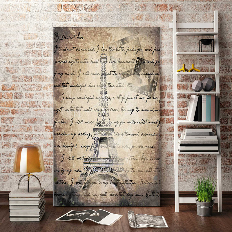 Vintage Paris 2 In sépia (vertical) par By Jodi - impression, Toile tendue, H 60 po x l 36 po x P 1,5 po