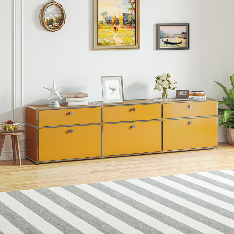 Storage Bedside Table With Drawer TV Sideboard File Cabinet Dining Cabinet Shelf Bookcase, Yellow