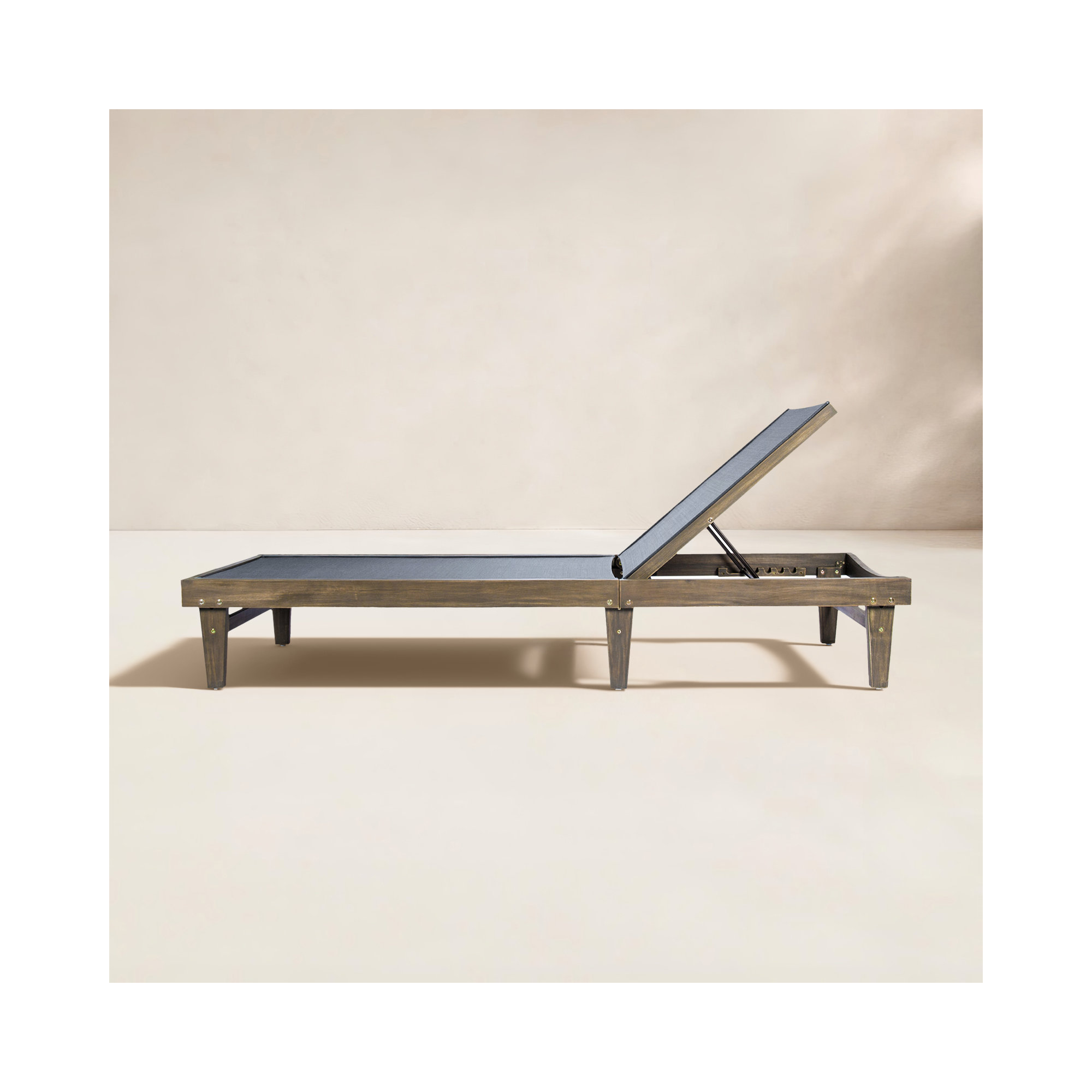 Scheiner 24'' Outdoor Acacia Chaise Lounge, Gray