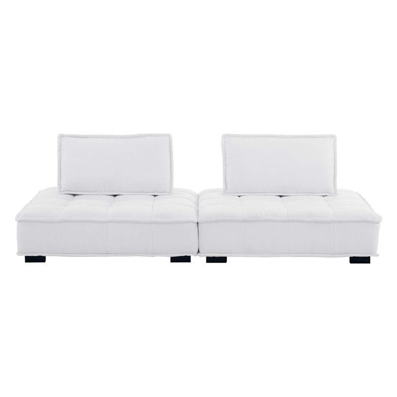 Causeuse 2 pièces Saunt, 100 % polyester blanc