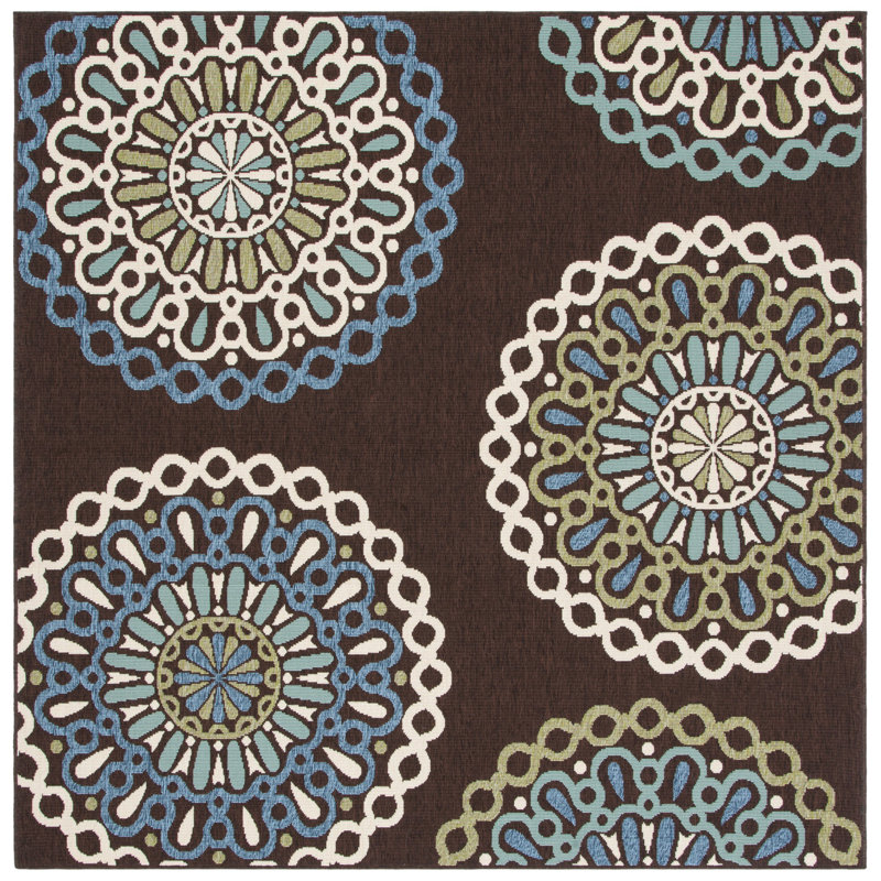 Centeno Veranda Performance Geometric Indoor/Outdoor Area Rug, Square 6'7"