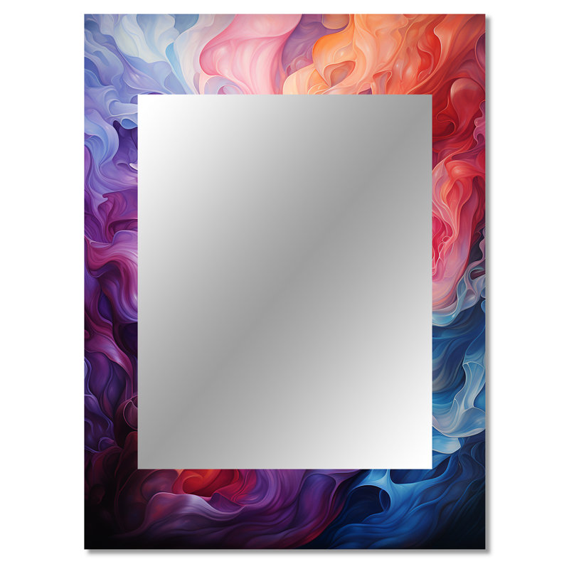 Opt Art Radiant Spectrum II - Op Art Wall Mirror, Modern Decorative Mirror, Printed Metal Art, 40" x 30"