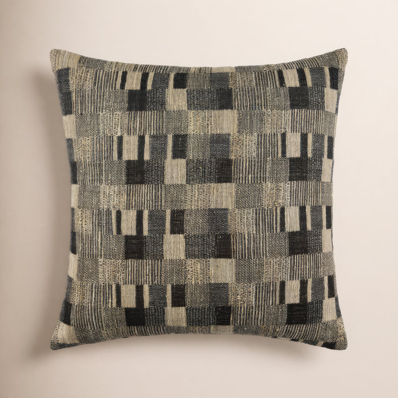 Marzano Accent Pillow, Pillow Cover Only - No Insert, Square 18", Black/Gray/Beige