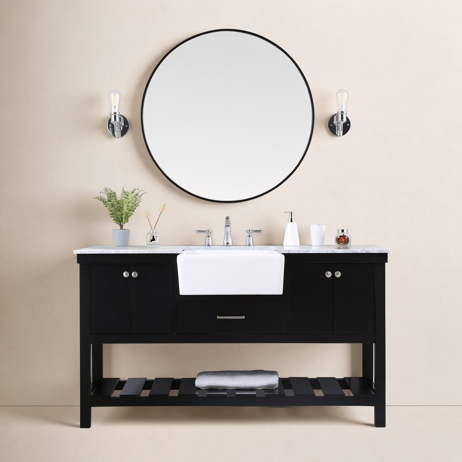 Pelaghia 60'' Single Bathroom Vanity, Black