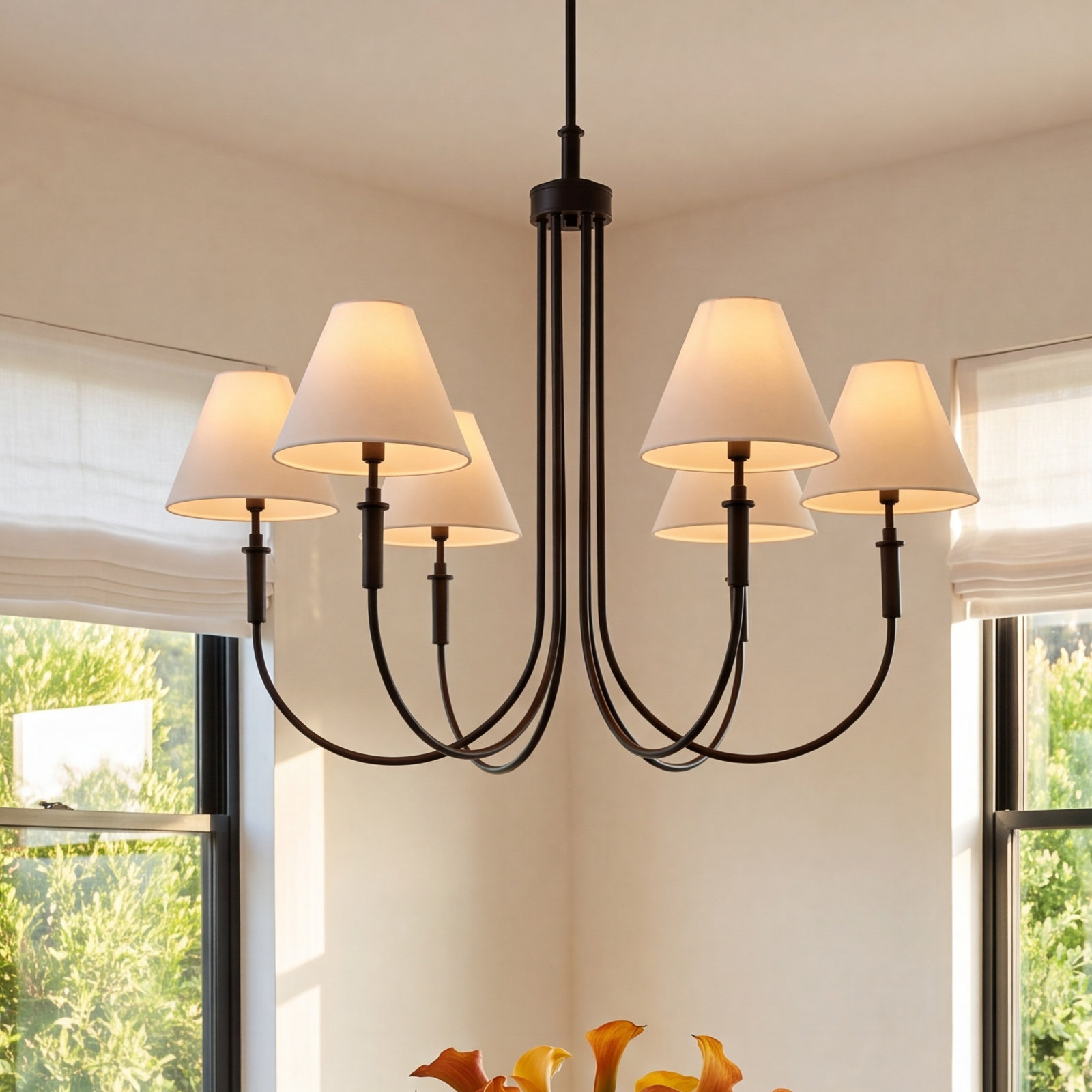 Celeste Iron 6-Light Chandelier, Matte Black