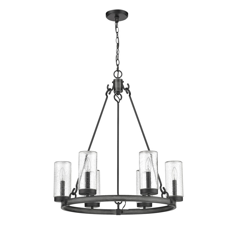 Sheniece 6 - Light Outdoor Chandelier, Ashen Barnboard