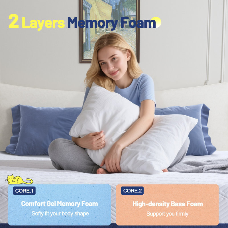 15 cm, 18cm, 20cm and 25cm Gel Memory Foam Mattress - 5-Zone Support, Reduced Motion Transfer, Medium Firm, Breathable Cover, Box-Packed for Easy Setup