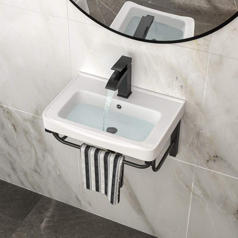 Lavabo de salle de bain mural rectangulaire en céramique 19,88 "X 14,25"