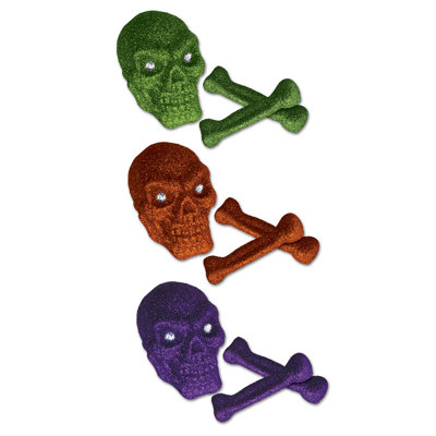 Crâne et os d'Halloween en plastique scintillant