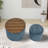 Fenko 23.62" Wide Chenille Round Storage Ottoman with Small Bench and Storage Space-396606134