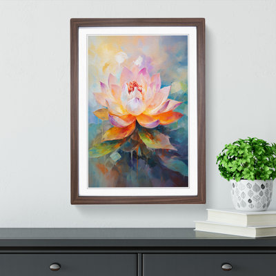 Lotus Flower Gestural No.2 - Single Picture Frame Print on Wood