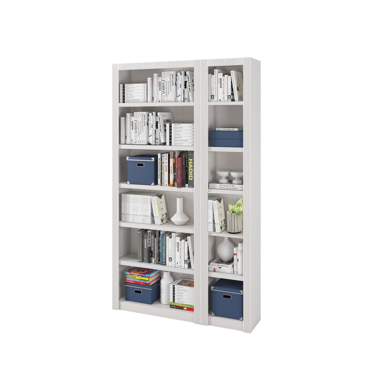 Elona 213cm H x 128cm W Solid Wood Standard Bookcase, White Lacquer, Basic