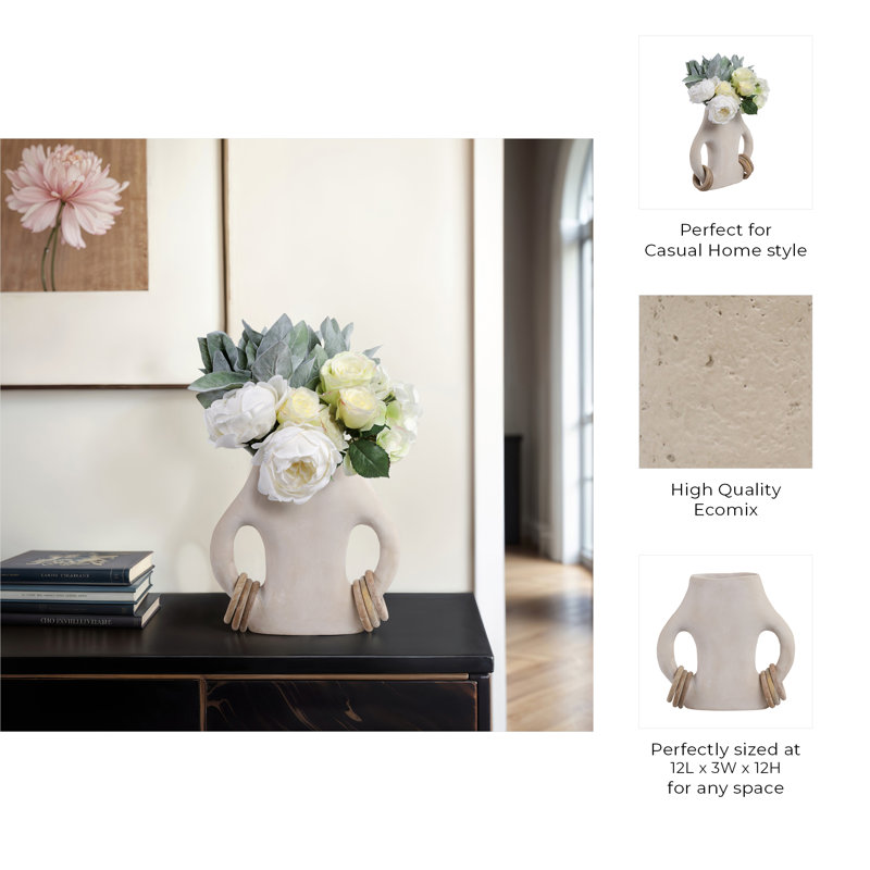 Handmade Clay Table Vase, 12" H x 12" W x 12" D