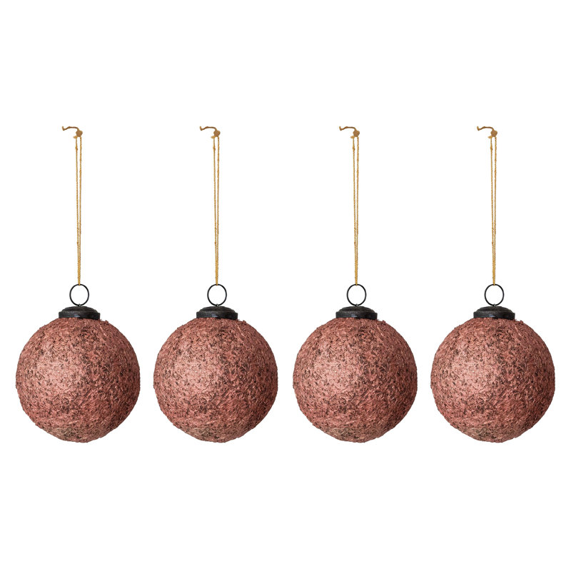 Boule de Noël en verre texturé cuivré