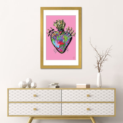 Heart Swords - Reproduction d'art murale - Papier d'art encadré